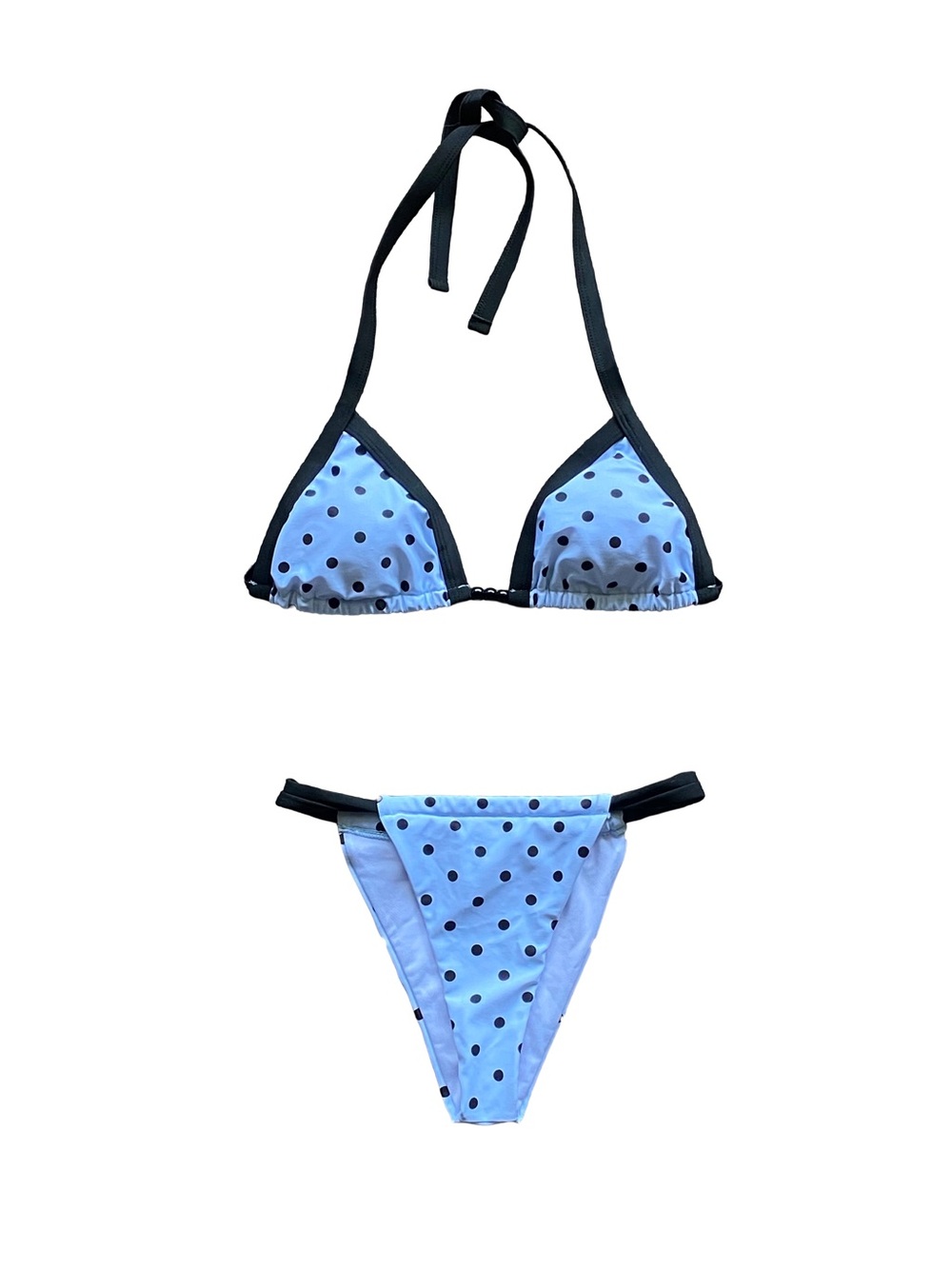 Light Blue Polka Dot Triangle Bikini Set Size Small